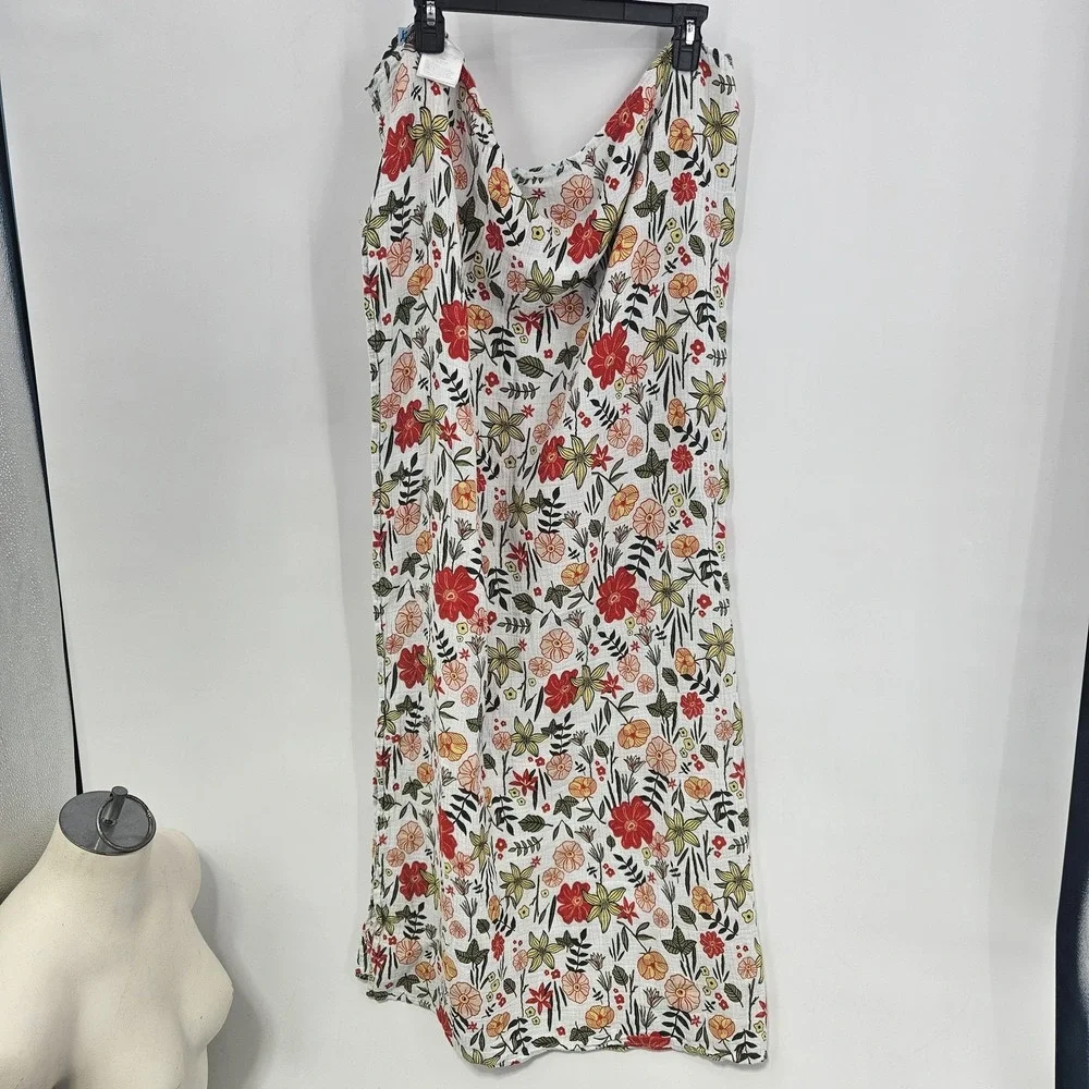 Little Unicorn Muslin Swaddle‎ Blanket Baby Floral Print White Cotton Soft 47X50